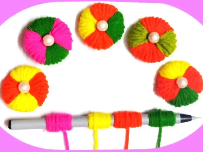 فقط با یک خودکار و کامواهای رنگی گل کاموایی شیک درست کن!