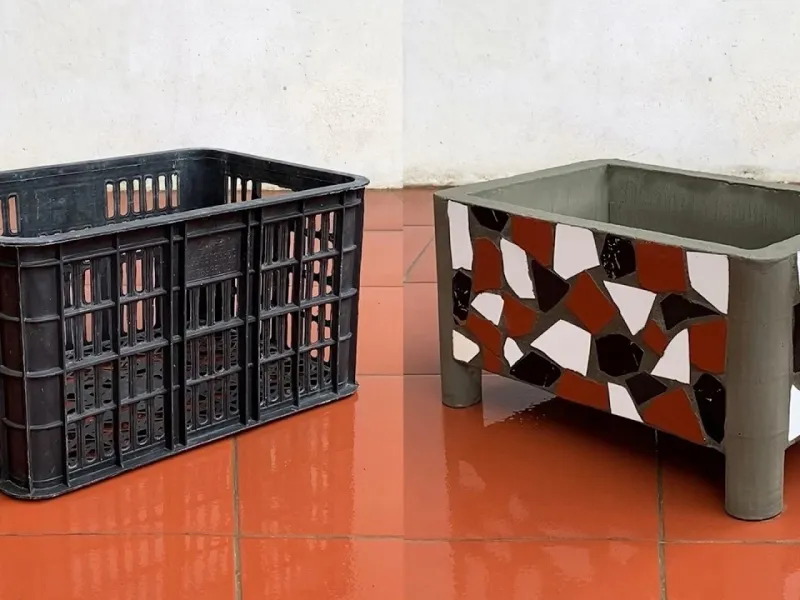 نحوه استفاده مجدد از کاشی های سرامیکی و سیمان برای ایجاد یک گلدان زیبا!