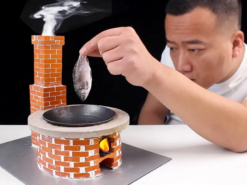 آموزش ساخت اجاق گاز مینیاتوری با آجر!