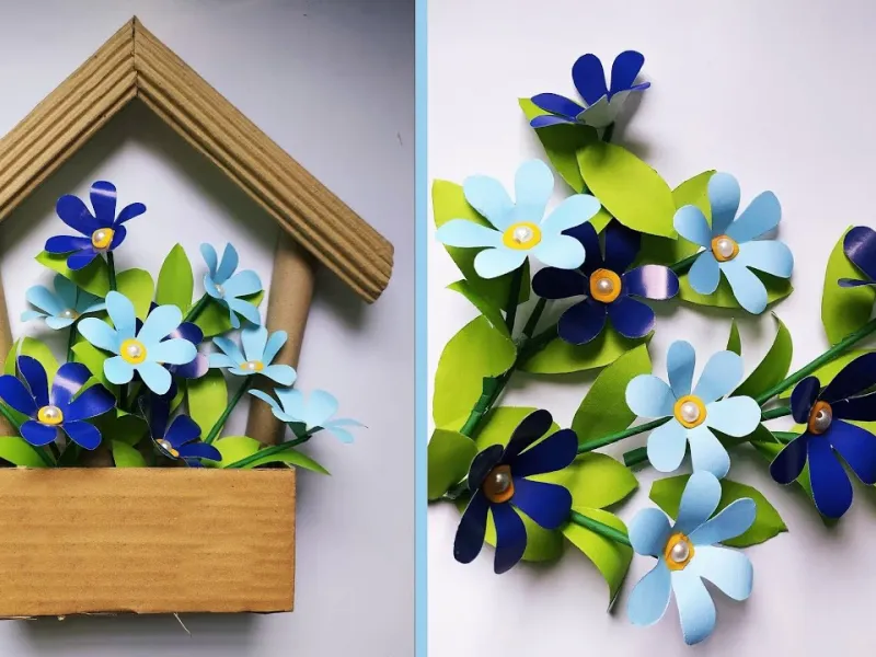 آموزش ساخت دیوارکوب کلبه پر از گل با مقوا!