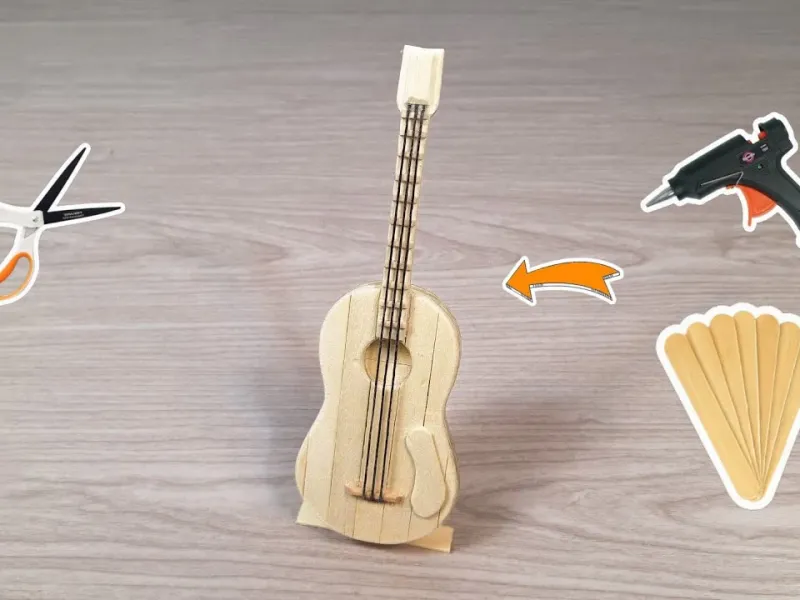 ساخت مینی گیتار با چوب بستنی!