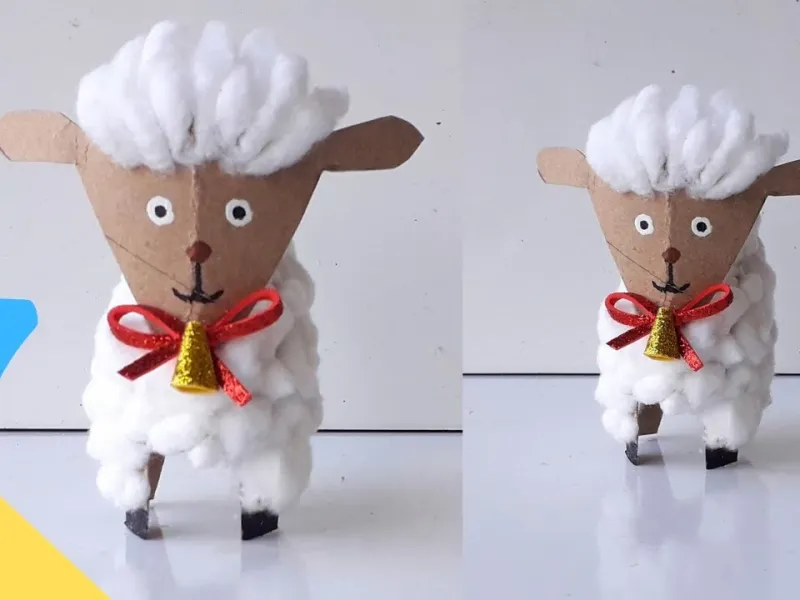 گوسفند ساخته شده با رول دستمال توالت: ایده ای خلاقانه برای کودکان