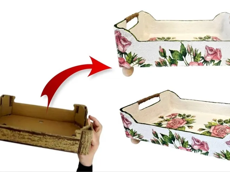 ساخت سینی تزئینی از جعبه های میوه مقوایی!