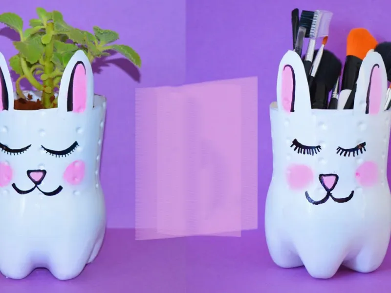 تبدیل بطری پلاستیکی به جای لوازم آرایش و گلدان