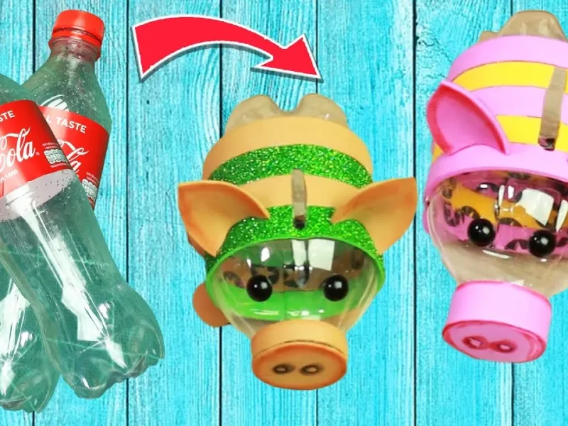 ایده های خلاقانه برای بازیافت بطری های پلاستیکی: ساخت قلک خوکی