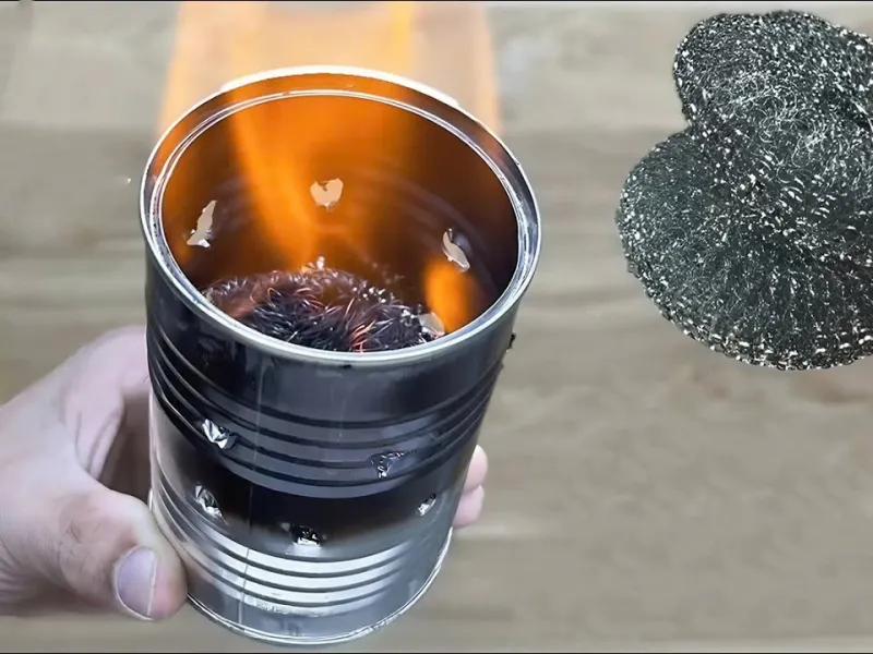 اجاق گرمایشی کوچک با انرژی نامحدود از فوم آهن و قوطی های حلبی!