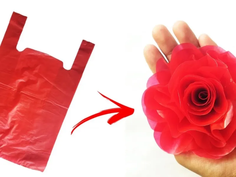 آموزش ساخت گل رز با کیسه های پلاستیکی میوه!