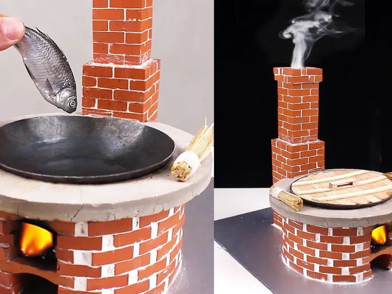 آموزش ساخت اجاق گاز مینیاتوری با آجر کوچک!