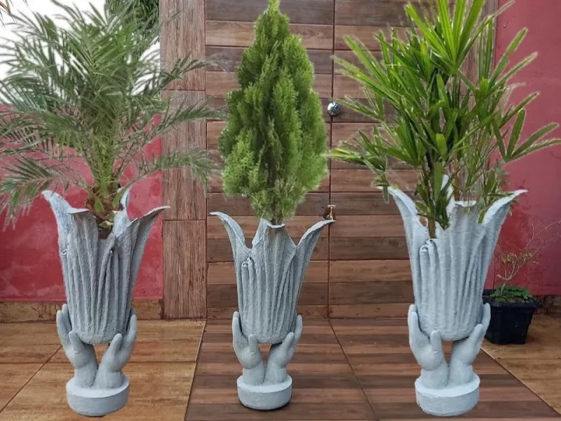 ساخت گلدان سیمانی و پارچه ای بزرگ به روشی سریع و ارزان!