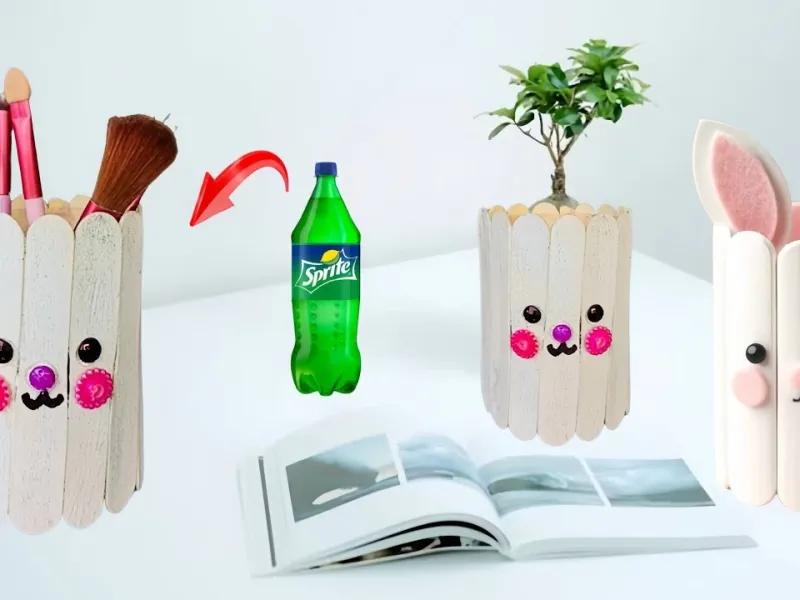 ساخت جای برس آرایشی با بطری پلاستیکی در خانه!