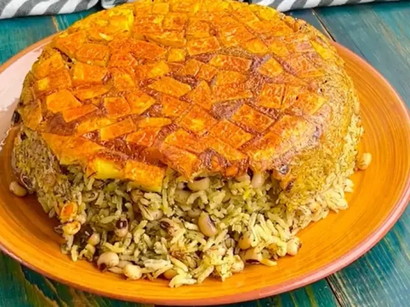 کته شوید و لوبیا چشم بلبلی با دستور ساده خوشمزه و بدون گوشت!