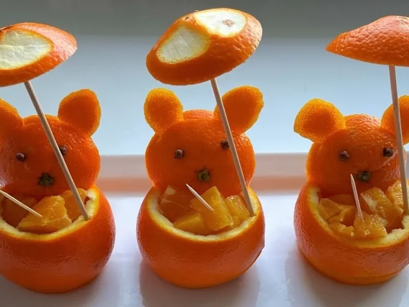 آموزش ساخت خرس پرتقالی: ترفندهای برش و حکاکی میوه