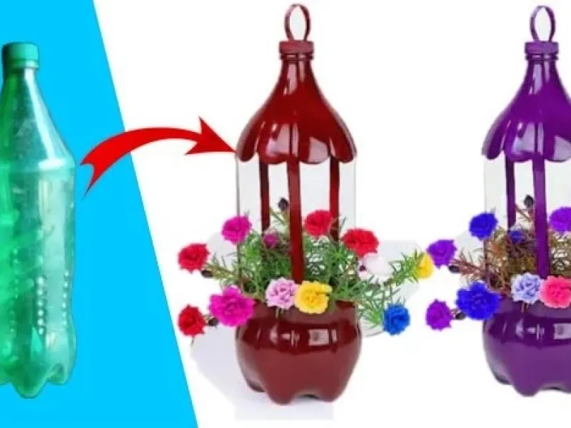 آموزش ساخت گلدان آویز با بطری پلاستیکی در خانه!