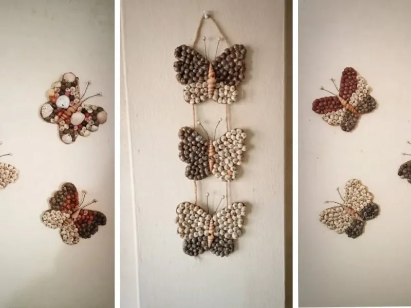 آموزش ساخت دیوارکوب پروانه با مقوا و مهره ها!