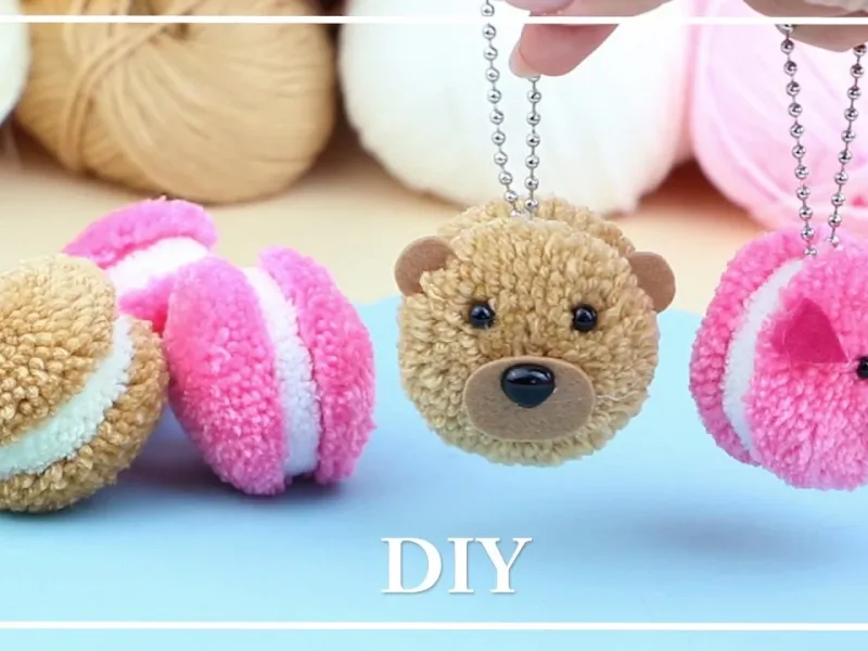 آموزش ساخت جاکلیدی ماکارون پوم پوم در خانه!