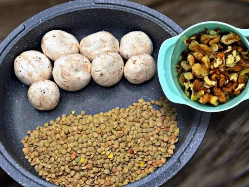 کتلت عدس و قارچ بدون گوشت و تخم مرغ /خوشمزه تر از برگر گوشت