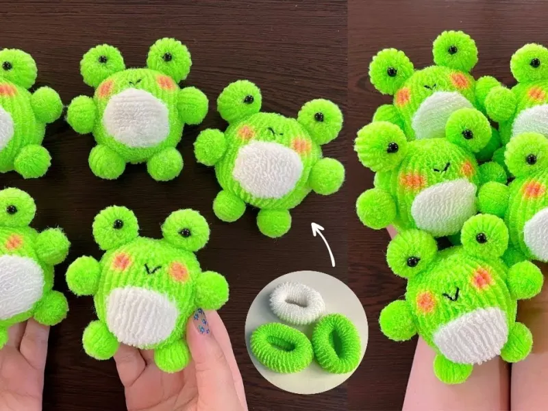 آموزش ساخت عروسک قورباغه ای با کش مو و نخ!