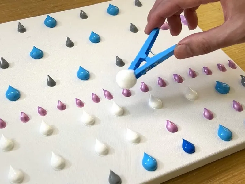 تکنیک های نقاشی اکریلیک برای مبتدی ها با ابزار ساده گیره لباس!