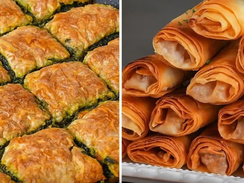 طرز تهیه بورک اسفناج و پنیر ترد و خوشمزه فقط با خمیر آماده!