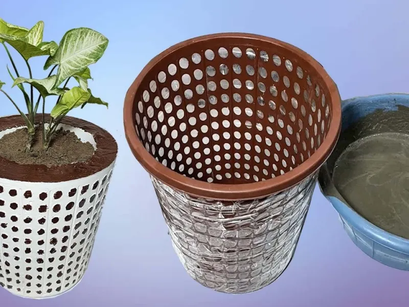 ساخت گلدان شیک با سبد پلاستیکی و سیمان!