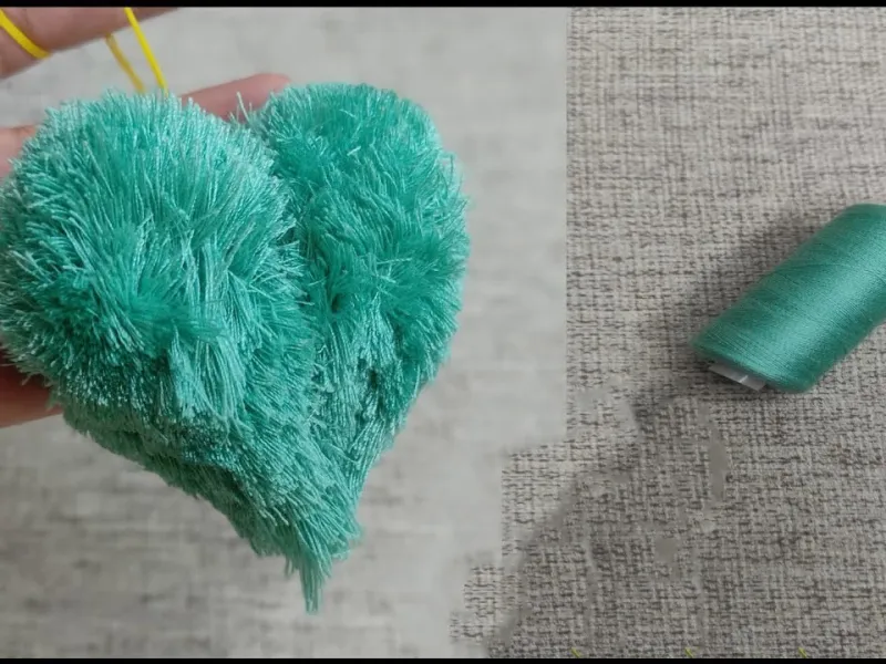 ساخت جاکلیدی قلبی پوم پوم با نخ قرقره!