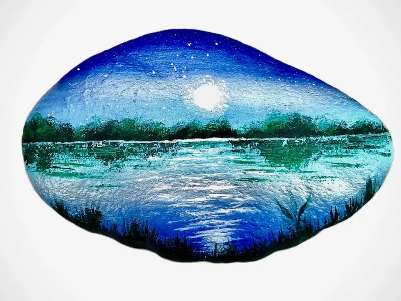 آموزش نقاشی اکرولیک روی سنگ / نقاشی مرحله به مرحله ی منظره