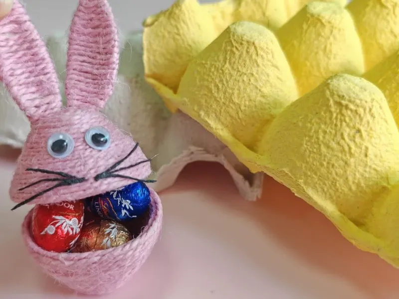 ساخت کادو با جای تخم مرغی به شکل خرگوش پر از شکلات!
