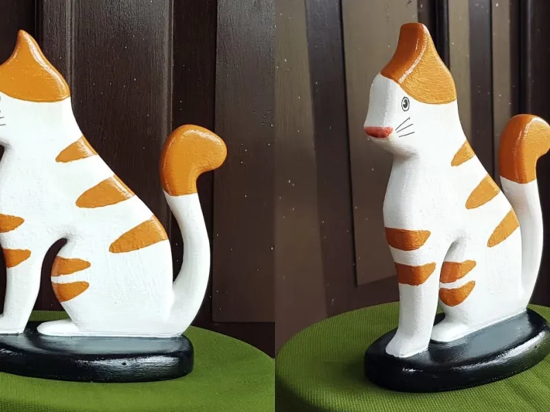 ایده های کاردستی سیمان سفید | دکوری مجسمه گربه !