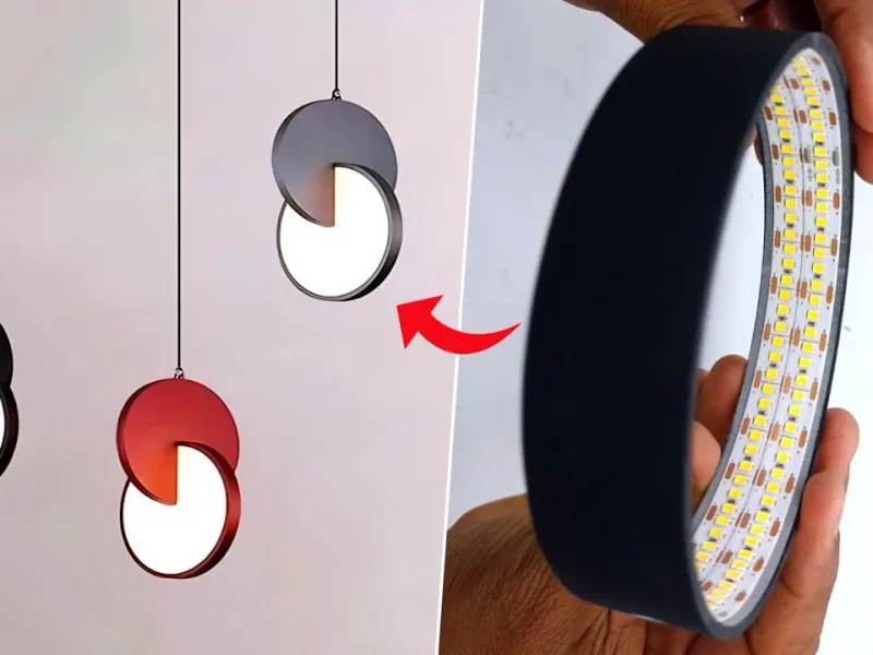 نحوه ساخت چراغ های سقفی ال ای دی مدرن دکوراسیون منزل / طرز ساخت چراغ های سقفی با لوله پی وی سی !