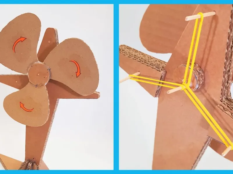 ساخت پنکه دستی ساده با کش و مقوا / طرز ساخت پنکه مقوایی با کش !