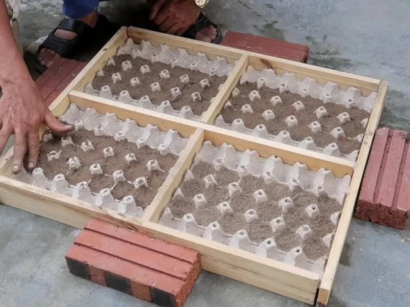 طراحی یک گلدان منحصر به فرد با شانه تخم مرغ و شن و ماسه!