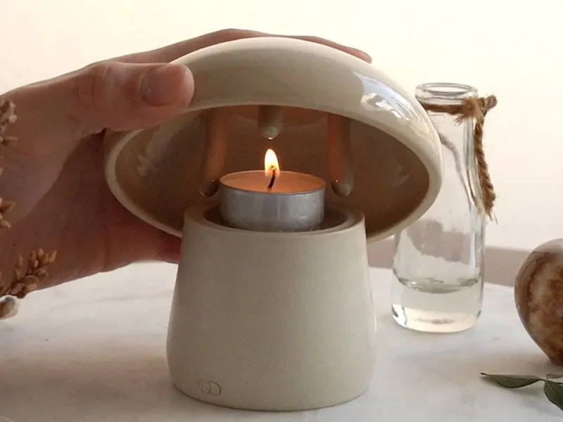 مراحل ساخت جاشمعی به شکل قارچ ساخته شده با چرخ سفالگری!