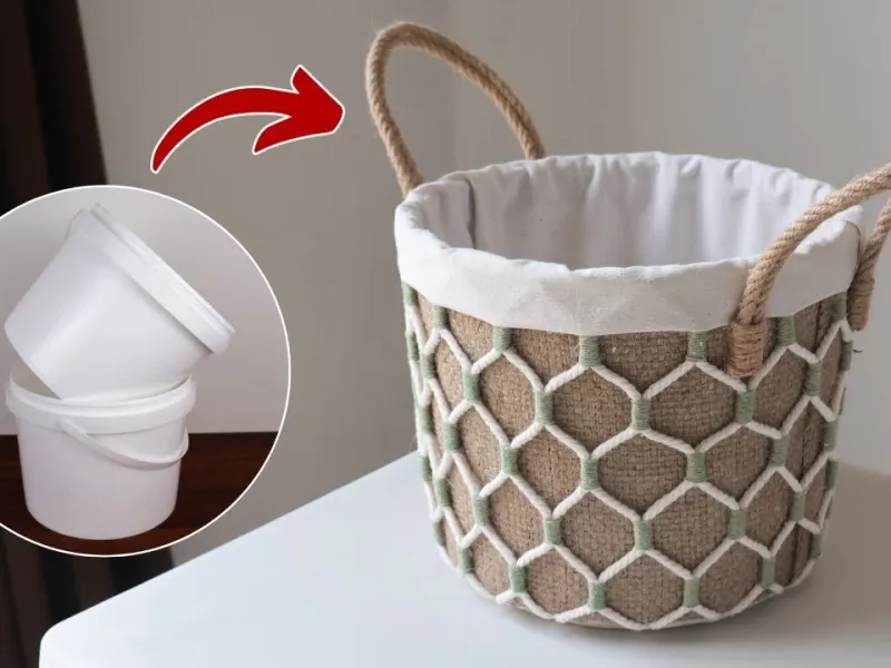 از سطل زباله، آن را به یک سبد گران قیمت تبدیل کردم! ایده استفاده از سطل پلاستیکی