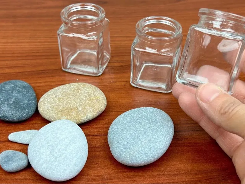 ببینید با سنگریزه و بطری های شیشه ای چه کار کردم! (کاردستی)