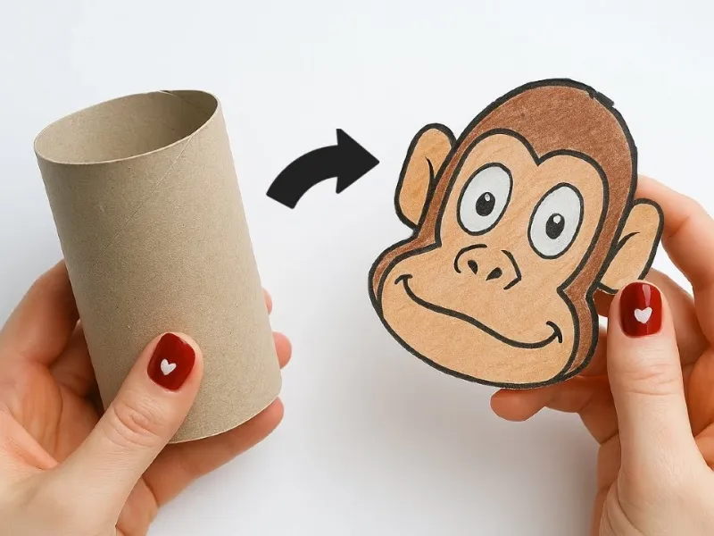 ایده کاردستی بامزه با رول دستمال توالت / نقاشی آسان میمون چشم چرخان!