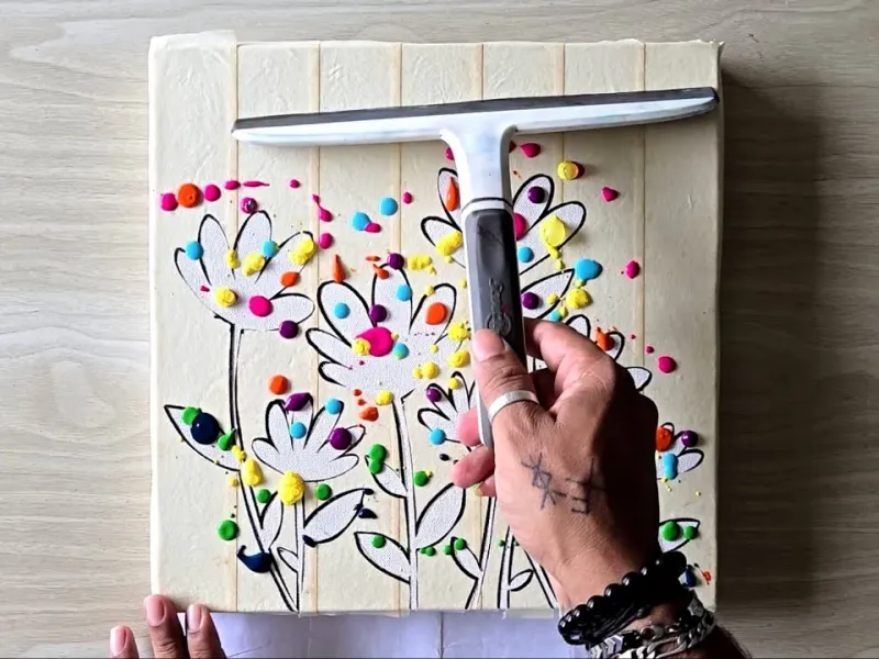 تکنیک آسان نقاشی اکریلیک / نحوه برش شابلون نوار چسب !