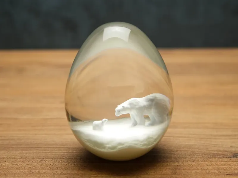 تخم مرغ تزئینی عالی با تم خرس قطبی با رزین اپوکسی!