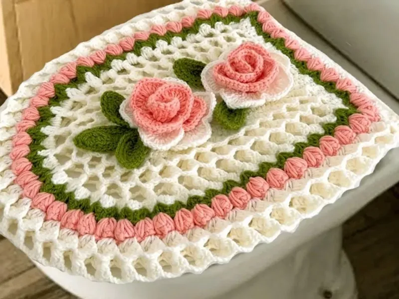 چگونه حمام و دستشویی خود را به زیبایی تزئین کنید / ایده قلاب بافی برای توالت فرنگی !